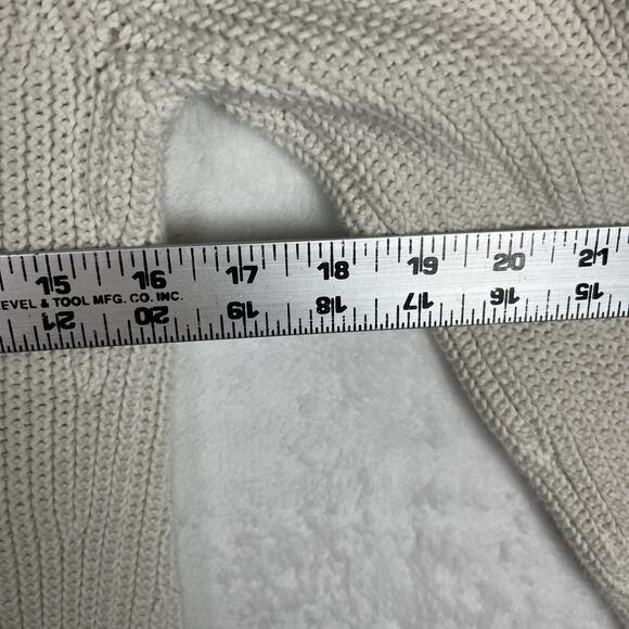 Talbots Womens Chunky Knit Sweater Small White Cream Long Sleeve Pullover Cotton - Picture 5 of 8